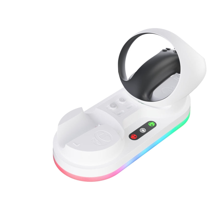 iPlay Colorful Light Charging Base for PS VR2 controllers with magnetic charging and LED indicators, designed for efficient and stylish charging.